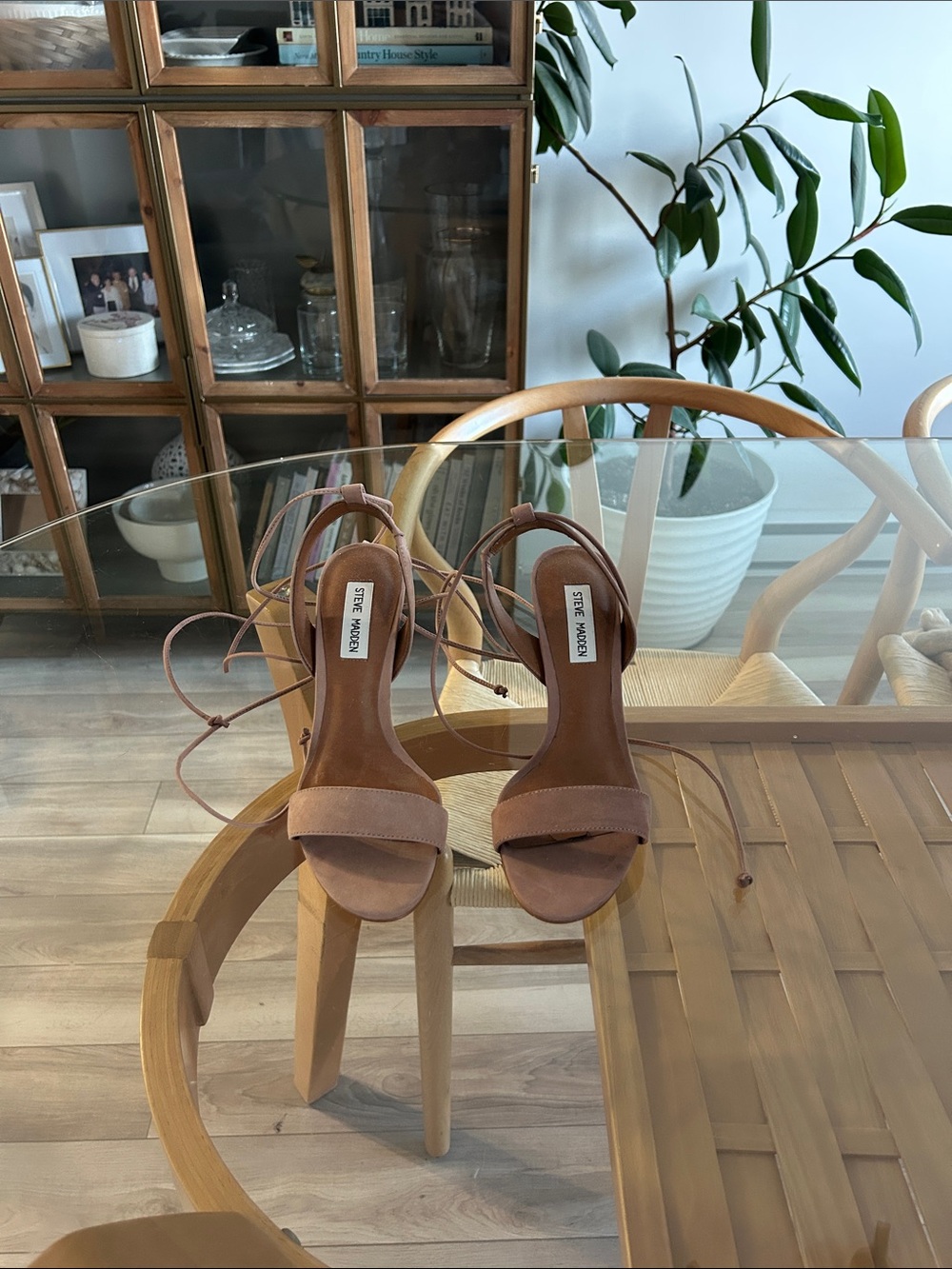 Steve Madden Genuine Leather Ankle-Tie Sandals Heels